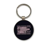 Lauthings Istanbul City Travel Turkey, Keychain, Glass Round Design, Custom Keyring