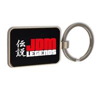 Lauthings JDM Legends Car Auto Japanese Kanji, Steel Keychain, Black Glass Key Ring, Tag