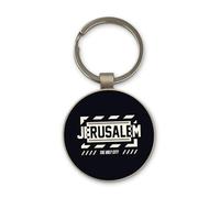 Lauthings Jerusalem the Holy City, Keychain, Glass Round Design, Custom Keyring