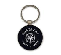 Lauthings Montreal Quebec Canada Coordinates Travel City Keychain, Black Glass Circle Design, Custom, Steel Keyring