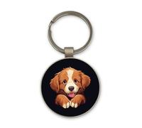 Lauthings Nova Scotia Duck Tolling Retriever Dog Fur Baby, Keychain, Glass Round Design, Custom Keyring