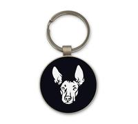 Lauthings Pharaoh Hound Dog Breed Keychain, Black Glass Circle Design, Custom, Steel Keyring