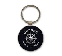 Lauthings Quebec City Canada Coordinates Travel City Keychain, Black Glass Circle Design, Custom, Steel Keyring