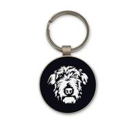Lauthings Scottish Deerhound Dog Breed Keychain, Black Glass Circle Design, Custom, Steel Keyring