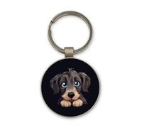 Lauthings Scottish Deerhound Dog Fur Baby, Keychain, Glass Round Design, Custom Keyring