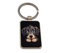 Lauthings Scottish Deerhound Dog Fur Baby, Steel Keychain, Black Glass Key Ring, Tag