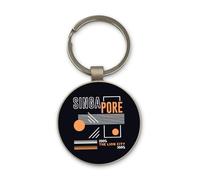 Lauthings Singapore the Lion City Travel Asia, Keychain, Glass Round Design, Custom Keyring