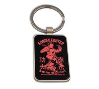Lauthings Strength Dignity Kung Fu Fighter, Steel Keychain, Black Glass Key Ring, Tag