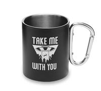 Lauthings Take Me with You Alien Abduction UFO Metal Cup Carabiner Handle, Camping Mug