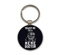 Lauthings Trust Me I'm A Meme Doctor Pepe The Frog Keychain, Black Glass Circle Design, Custom, Steel Keyring
