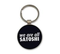 Lauthings We Are All Satoshi Crypto Blockchain Keychain, Black Glass Circle Design, Custom, Steel Keyring