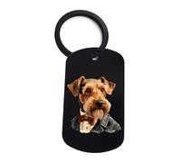 Lauthings Welsh Terrier Gentleman Noble Pet Art Portrait Key Holder, Welsh Terrier Gentleman Noble Pet Art Portrait Keyring, Car Keychain