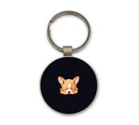 Lauthings White Chihuahua Red Dog Dad Mom, Keychain, Glass Round Design, Custom Keyring
