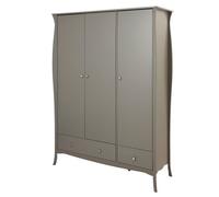 Lautner Contemporary Satin Grey Mdf & Pine 2 Drawer Triple Wardrobe (H)1929mm (W)1433mm (D)500mm