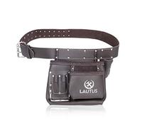 LAUTUS 5 Pocket Oil Tanned Tool Belt/Pouch/Bag/Apron Carpenter, Construction, Framers, Handyman, Electrician | 32 Inch to 46 Inch | Brown | Hammer Holder | Built Tough