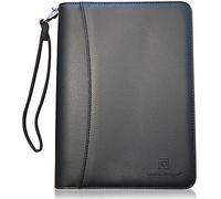 Lautus Designs Zippered Business Padfolio - Premium PU Leather Portfolio Organizer, Small Notepad & 8-Inch Tablet Sleeve - Binder for Work, Meetings & Travel - Black