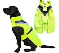 Lautus Pets Dog Rain Coat - Waterproof, Reflective, Bright Yellow with Harness Hole (M, Yellow)
