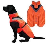 Lautus Pets Waterproof Dog Raincoat - Reflective, Bright Orange Rain Coat with Leash Hole (M, Orange)