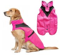 Lautus Pets Waterproof Dog Raincoat - Reflective, Bright Pink Rain Coat with Leash Hole (2XL, Pink)