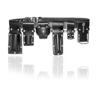 LAUTUS Scaffolding Belt | 7-Piece Leather Tool Belt Set, 2" Wide | Fits Waist Sizes 32” - 50” | Includes 6 Tool Holders | Black Leather