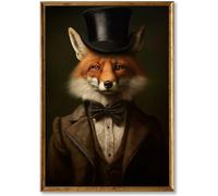Lauximart Vintage Fox Portrait Art Aristocratic Renaissance Poster Classic Animals 16x24inch No Frame