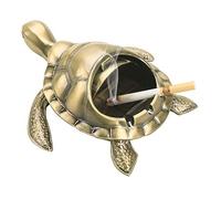 LAUYOO Vintage Turtle Windproof Ashtray with Lid Portable Cigarette Odor Ashtray Holder for Outdoor Indoor Smokers Metal Desktop Smoking Tobacco Ash Tray for Home Office Decoration (Bronze)