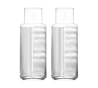 LAV 1.2L Helen Glass Carafes - 2X Water Wine Juice Fridge Storage Pitcher Jug Set | Bedside Laundry Dispenser Bottle Jar