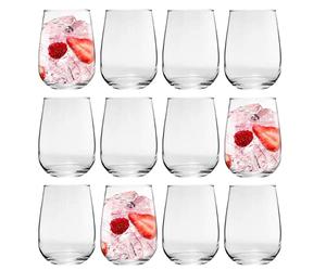 LAV 12 Piece Gaia Stemless Red Wine Glasses Set - Modern Glass Goblets Tumblers - 590ml