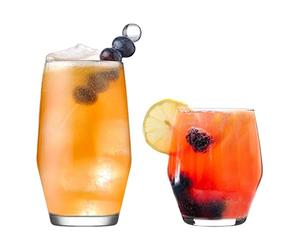 LAV 12pc Clear Ella Glassware Set - Mixed Glass Highball Cocktail Gin Glasses and Water Whiskey Drinking Tumblers