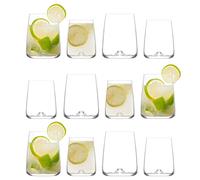 LAV 12pc Clear Terra Glassware Set - Mixed Glass Highball Cocktail Gin Glasses and Water Whiskey Drinking Tumblers