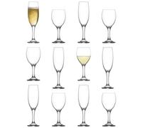 LAV 12pc Empire Wine Glasses & Champagne Flutes Set - Dishwasher Safe Glass Wedding Christmas Birthday Party Drinking Glassware Goblet Gift Set