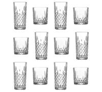 LAV 12pc Odin Glassware Set - Mixed Highball Whiskey Drinking Tumblers in Clear LAV Clear