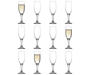 LAV 12x 190ml Misket Glass Champagne Flutes - Reusable Wedding Anniversary Birthday Hen Party Prosecco Wine Cocktail Drinking Glasses Set
