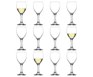 LAV 12x 245ml Empire White Wine Glasses - Small Dishwasher Safe Glass Wedding Christmas Birthday Party Drinking Glassware Goblet Gift Set