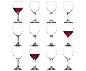 LAV 12x 260ml Misket Red Wine Glasses - Large Dishwasher Safe Glass Wedding Christmas Birthday Party Drinking Glassware Goblet Gift Set