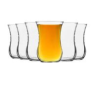 LAV 12x Clear 115ml Klasik Glass Tea Cup Set - Turkish Coffee Latte Drinking Teacup Cups Mugs Birthday Presents Gifts