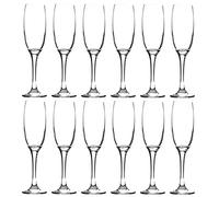LAV 12x Clear 220ml Venue Glass Champagne Flutes - Reusable Prosecco Wine Wedding Party Drinking Glasses Gift Set