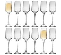 LAV 12x Clear 230ml Lal Glass Champagne Flutes - Reusable Prosecco Wine Wedding Party Drinking Glasses Gift Set