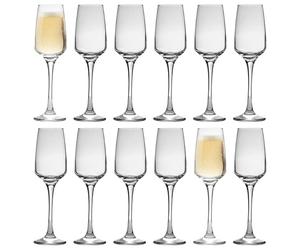 LAV 12x Clear 230ml Lal Glass Champagne Flutes - Reusable Prosecco Wine Wedding Party Drinking Glasses Gift Set
