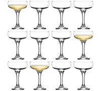 LAV 12x Clear 235ml Misket Glass Champagne Saucers - Vintage Glass Espresso Martini Prosecco Wine Gin Coupe Glasses Gift Set