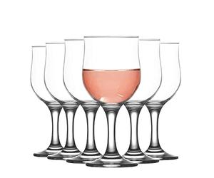 LAV 12x Clear 320ml Nevakar Red Wine Glasses - Large Glass White Rose Long Stem Cocktail Party Drinking Goblet Gift Set