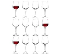 LAV 12x Clear 400ml Lal Red Wine Glasses - Large Glass White Rose Long Stem Cocktail Party Drinking Goblet Gift Set