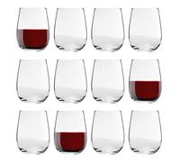 LAV 12x Clear 475ml Gaia Stemless Red Wine Glasses - Large Kitchen Water Gin Cocktail Party Glass Tumbler Goblets Set
