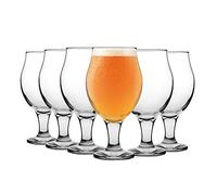 LAV 12x Clear 570ml Angelina Craft Beer Glasses - Large Tulip Shaped Lager Ale Cider Drinking Pint Glass Goblet Cup Set with Stem