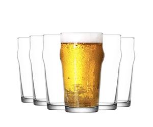 LAV 12x Noniq Pint Beer Glasses Traditional Craft Ale Lager Barware 570ml Clear