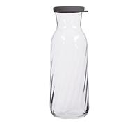 LAV 1x Grey Lid 1.2L Fonte Optic Glass Carafe - Water Wine Juice Fridge Storage Pitcher Jug Set | Bedside Laundry Dispenser Bottle Jar