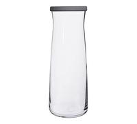 LAV 1x Grey Lid 1.2L Vera Glass Carafe - Water Wine Juice Fridge Storage Pitcher Jug Set | Bedside Laundry Dispenser Bottle Jar