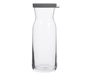 LAV 1x Grey Lid 700ml Fonte Glass Carafe - Water Wine Juice Fridge Storage Pitcher Jug Set | Bedside Laundry Dispenser Bottle Jar