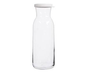 LAV 1x White Lid 1.2L Fonte Glass Carafe - Water Wine Juice Fridge Storage Pitcher Jug Set | Bedside Laundry Dispenser Bottle Jar