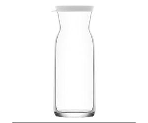 LAV 1x White Lid 700ml Fonte Glass Carafe - Water Wine Juice Fridge Storage Pitcher Jug Set | Bedside Laundry Dispenser Bottle Jar